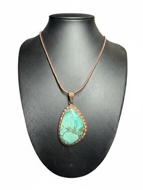 Turquoise Pendant Necklace in Copper Setting - Women Jewelry